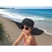 Straw Big Rim Hat - w/ Multi-String Bow - Black - HT-SHA50203BK